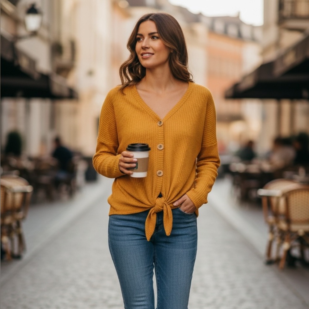 BiBi Mustard Yellow Women's Sweater